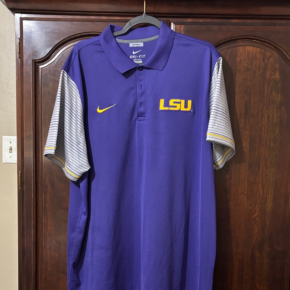 LSU Dri-Fit Purple and Gray Men's Polo Shirt